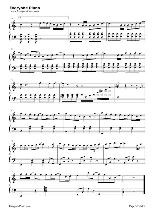 云烟成雨-我是江小白片尾曲五线谱预览3-钢琴谱文件(五线谱,双手简谱