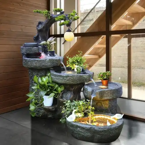 假山流水喷泉客厅室内水系景观装饰大型阳台鱼池造景庭院石磨摆件
