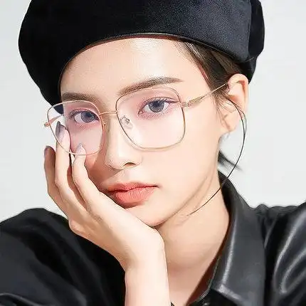 网红爆款时尚方形大框显廋金属平光潮流男女眼镜架