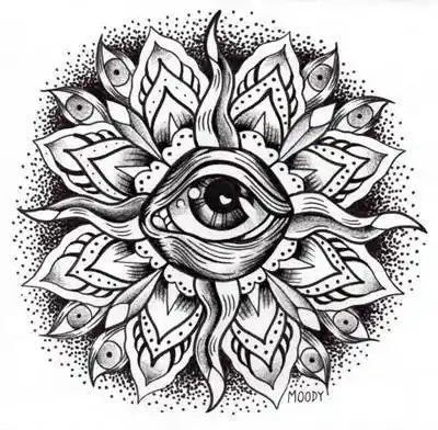 27张黑白曼陀罗纹身手稿素材图案