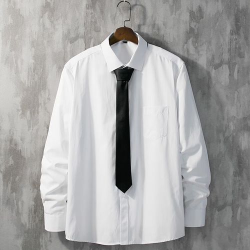 濮衣传说衬衫男长袖韩版宽松白衬衣领带学院风休闲学生内搭上衣dk制服