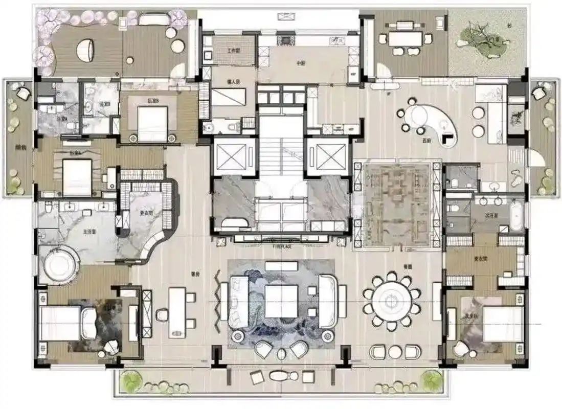 原来这就是最不可思议的梦幻大平层户型,门口有一块顶级的刺绣地毯