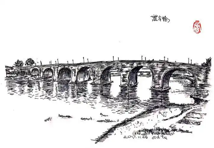 古桥简笔画中华古桥简笔画