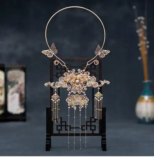 项圈女中式古风流苏项链汉服璎珞新娘金色中式秀禾结婚配饰品婉钰t