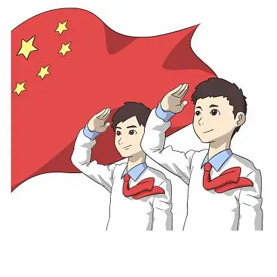 队员男女佩戴红领巾敬礼png素材卡通国庆节国旗敬礼少先队员队员插