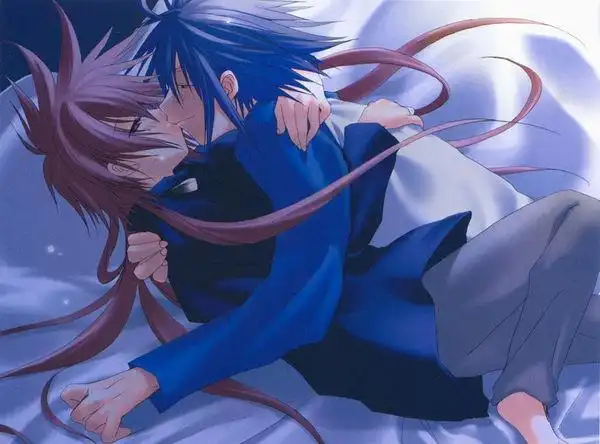 找一张图片 可能是动漫 两个男主角,一个红头发一个蓝色头发