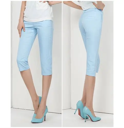 夏季直筒七分九分裤中腰女裤新款修身直筒裤通勤夏装七分裤休闲裤