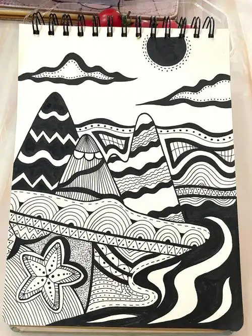 黑白画控笔练习简单自然类