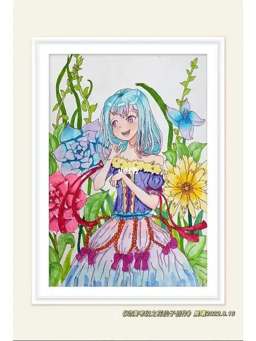 花卉后,可以有效的将学习的马克笔叠色,晕染,色彩搭配运用在考试中,在