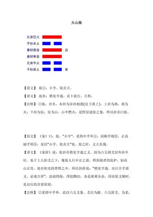 周易六十四卦第五十六卦火山旅你的感情出