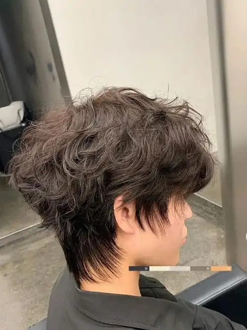 无性别 日系烫发造型 高层次卷 狼尾发鲻鱼.