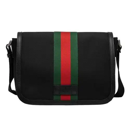 gucci/古驰 男包黑色帆布男士黑色印花腰包斜挎包 630921 kwtmn 8251