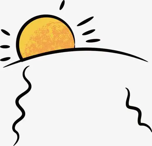 手绘卡通夏日海滩太阳标贴矢量素