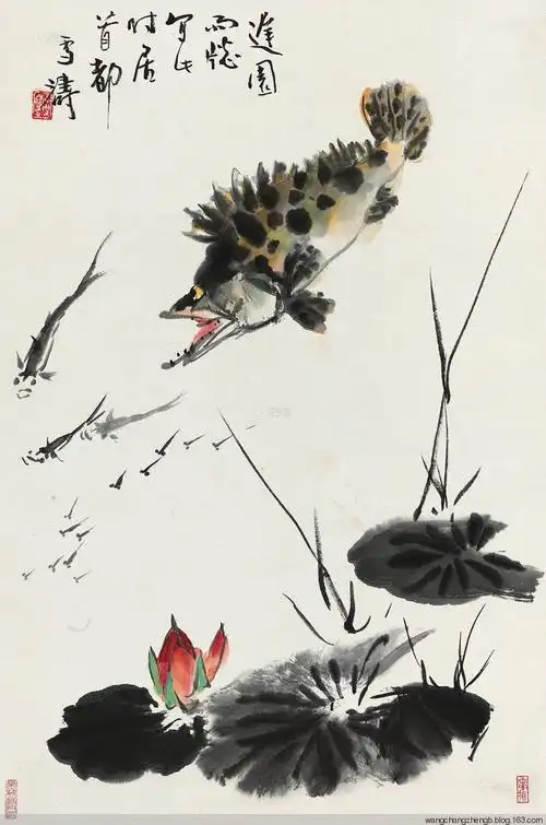 国画王雪涛荷花作品欣赏