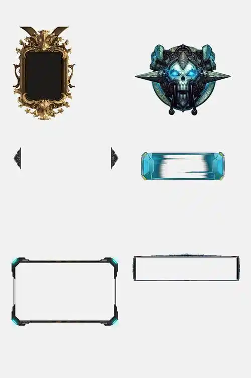 高端大气游戏金属边框免抠素材