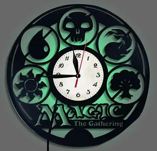 魔法风云会magic the gathering黑胶唱片挂钟 万智牌创意时钟夜灯