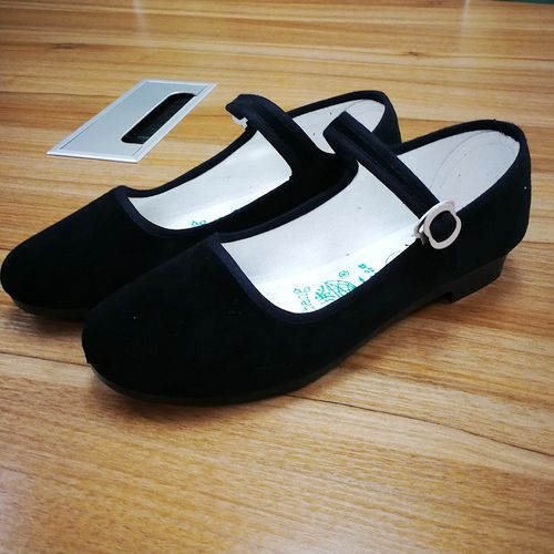 黔城牌女士平绒面宾馆酒店商场礼仪广场舞蹈平底中跟专用布鞋