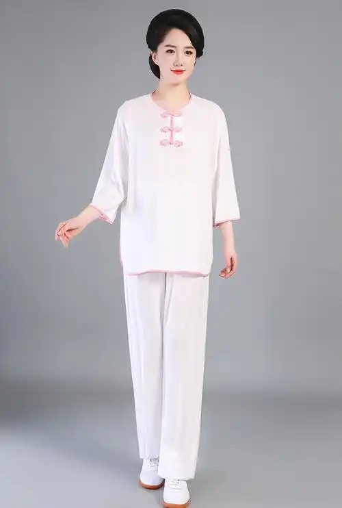太极服短袖上衣太极服夏季七分袖 棉绸中袖太极服夏季薄款练功服太极