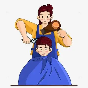 龙抬头洗剪吹剪发理发人物场景元素