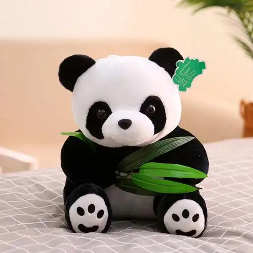 抱竹子国宝小熊猫公仔抱抱熊毛绒玩具大熊猫玩偶仿真挂件布娃娃