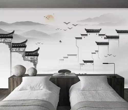 新中式徽派马头墙江南水墨