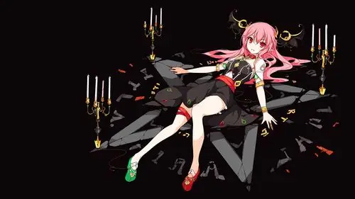 长发,粉色的头发,前刘海,红眼睛,躺着,画指甲,艺术家,ideolo,动漫