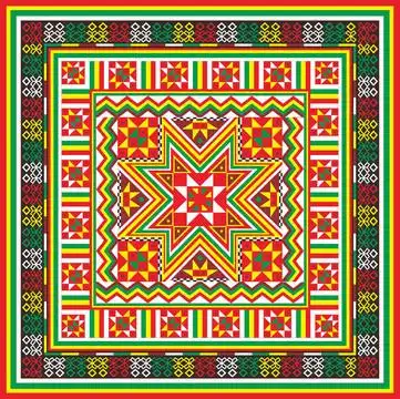 瑶族八角花菱格花织绣矢量纹样