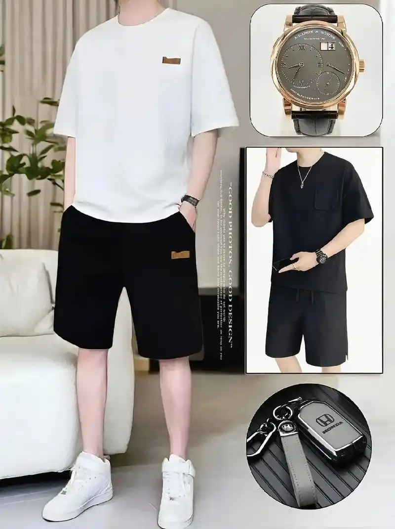 男士短袖短裤套装! 99 面料舒适
