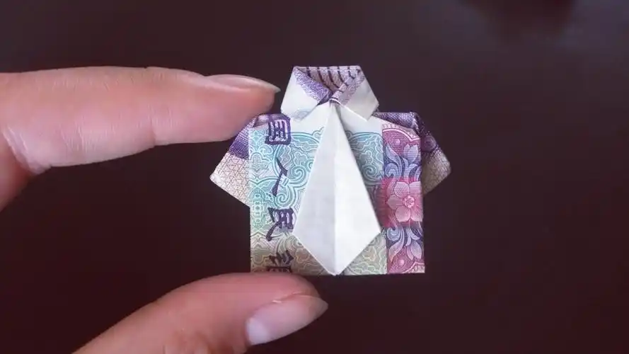5块钱人民币折纸帅气的衬衣,做法很简单,五四青年节送喜欢的男生-其他