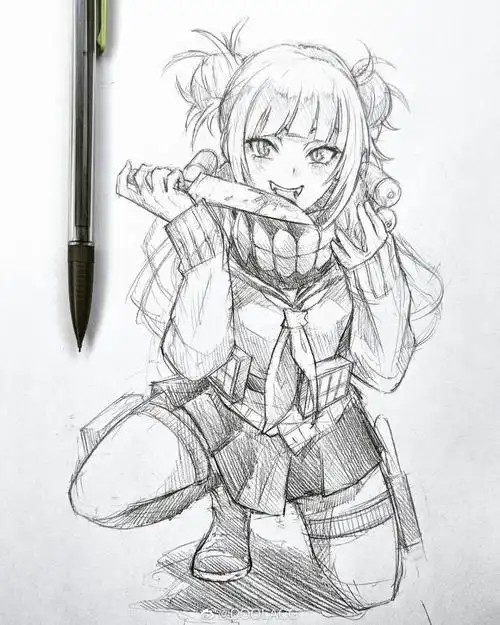 人物黑白动漫素材插画绘画线稿手绘女生男生长发短发转载二次元