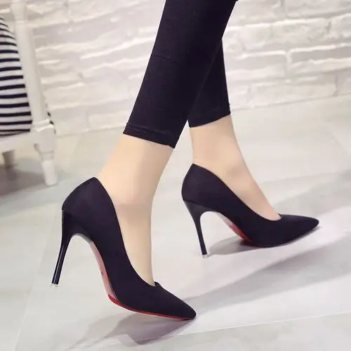 韩版秋季新款礼仪高跟鞋女细女鞋大码职业黑色单鞋