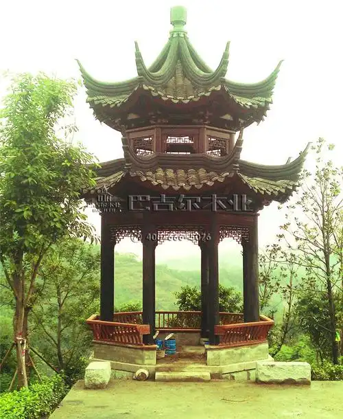 凉亭效果图tb865青瓦双层八角亭