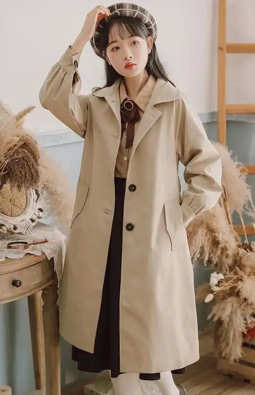 百搭加厚加绒流行风衣大衣女装秋冬季2020年新款外套中长款小个子