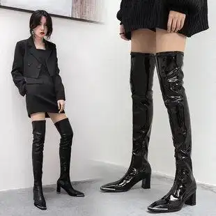 漆皮过膝靴 超长