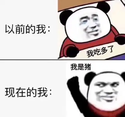 以前的我:我吃多了我是猪现在的我: - 保持快乐秘诀表情包