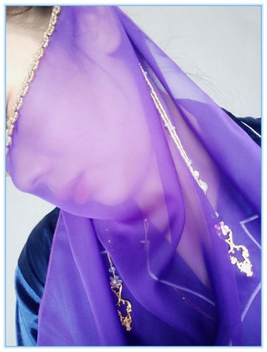 重月 古风流苏薄款大面纱 汉服超仙侠女蒙面遮脸饰 古装贝珠面帘