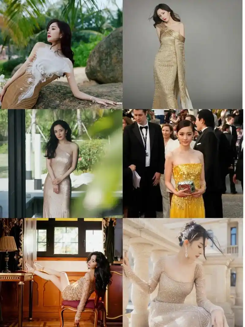 杨幂金色礼服.杨幂金色亮闪闪礼服合集 #礼服 #换装 #杨幂 - 抖音