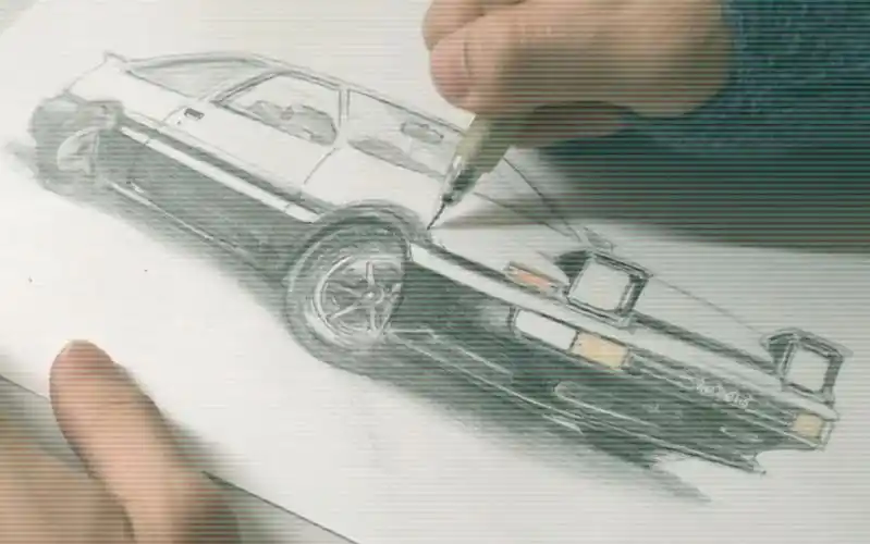 手绘头文字d丰田ae86素描教程三分钟教你画ae86铅笔