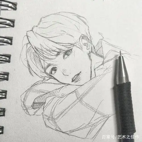 铅笔人物手绘,酷酷的卡通男生,太喜欢了