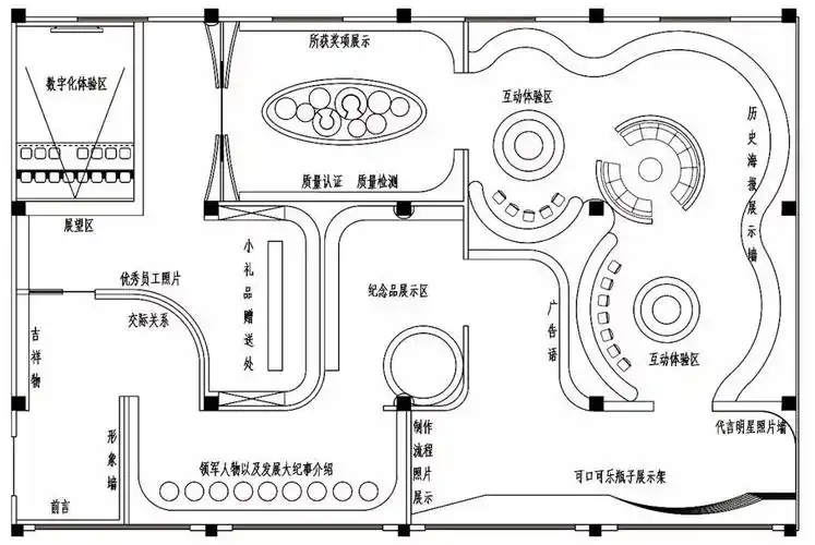 根据甲方的空间规划需求,屈设计师对数字化体验区,奖项展示区,互动