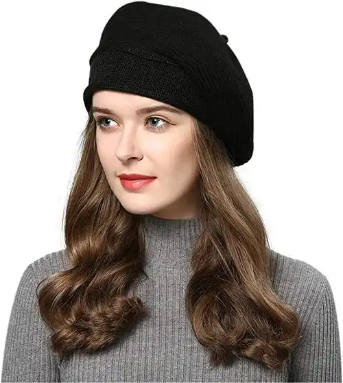 针织法国贝雷帽女式纯色 - 颜色巴黎艺术家帽无檐*帽经典复古帽子