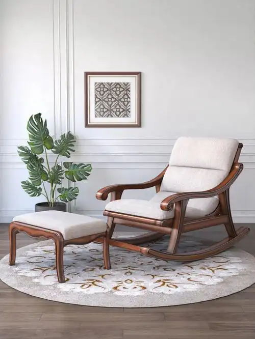 美式全实木摇椅休闲椅