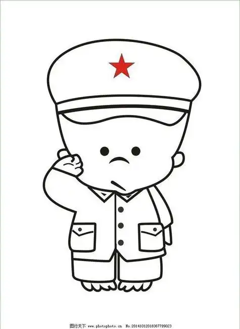 敬礼红军简笔画