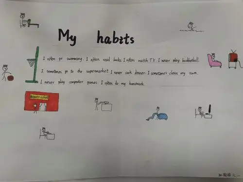 图配文,描述my habits.