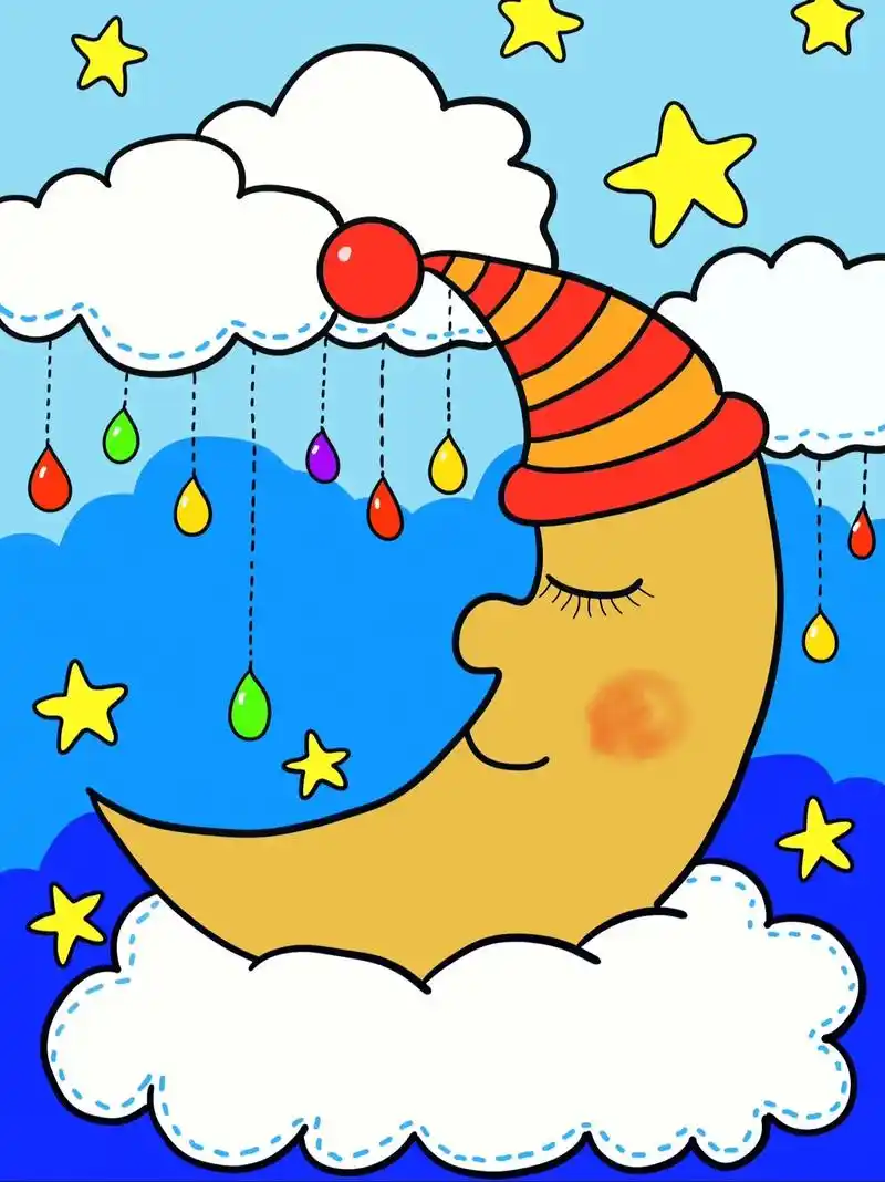 月亮儿童画.#一学就会的简笔画 #爱画画的孩子 #想画就画 - 抖音