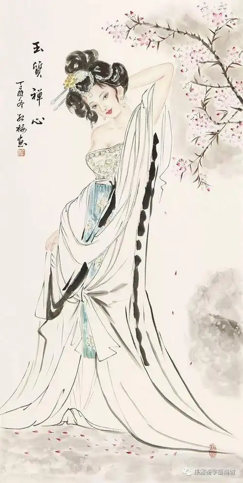 清秀婉约窈窕姿态陈红梅国画仕女图欣赏