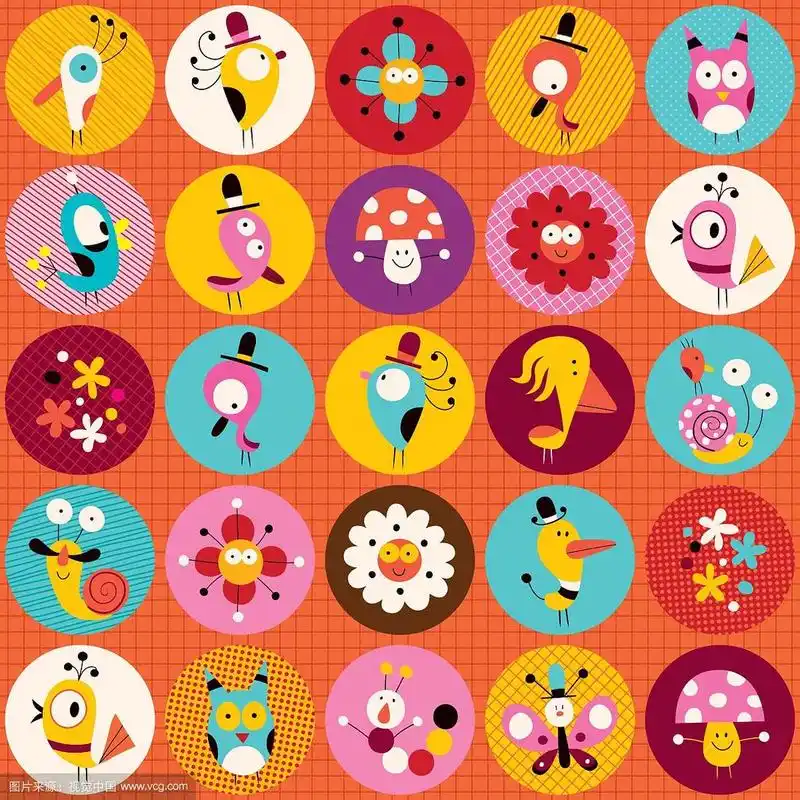 可爱的人物自然的圆圈图案