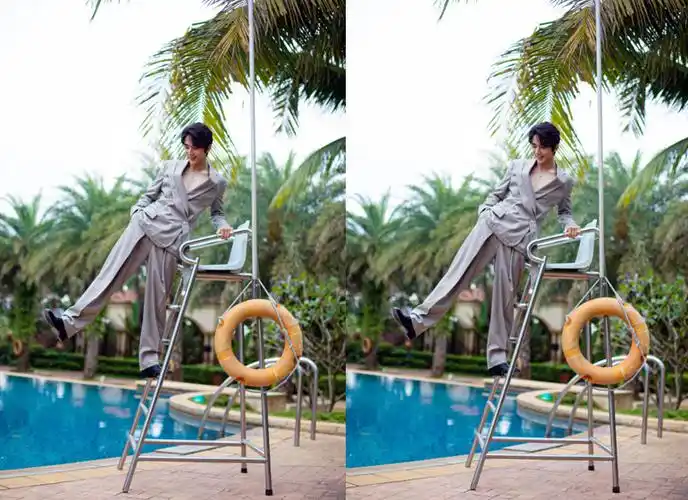 张新成撑伞森林漫步,"文艺风"也能轻松驾驭,格纹西装太有范