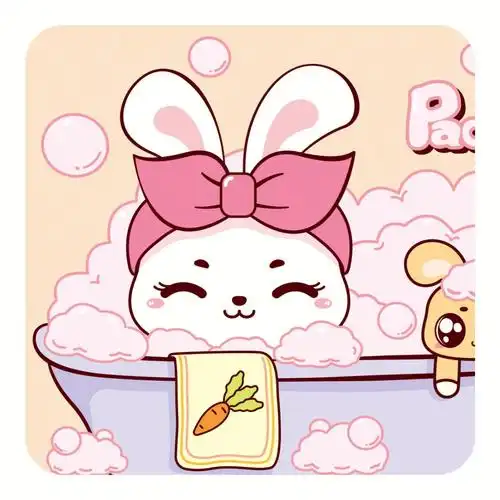 原创卡通ip形象洗澡的兔小姐