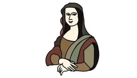 卡通简单蒙娜丽莎简笔画怎么画q版涂色蒙娜丽莎简笔画带步骤画法